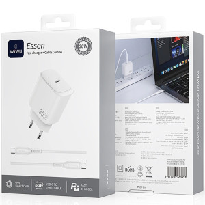 МЗП WIWU G008 Essen PD30W GaN (1USB-C) + кабель Type-C to Type-C