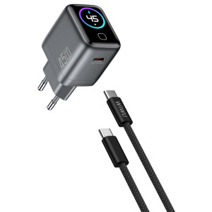 МЗП WIWU CHG500 Voyager PD45W (1USB-C) + кабель Type-C to Type-C – Сірий