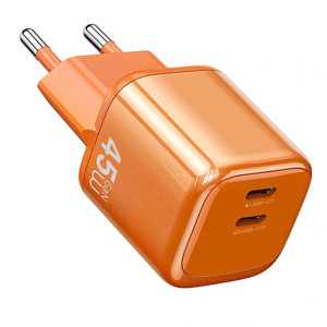 СЗУ WIWU G025 Cube PD45W (2USB-C) + кабель Type-C to Type-C – Оранжевый