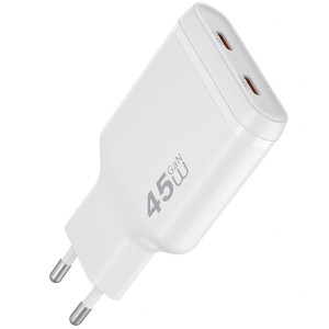 СЗУ WIWU G034 Essen PD45W GaN (2USB-C) – Белый