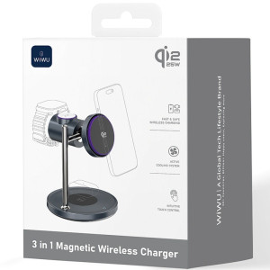 БЗУ WIWU Wi-W041 Space Qi2 3 in 1 wireless charger – Черный