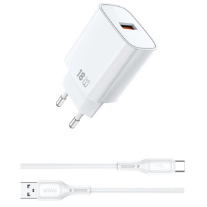 СЗУ WIWU G006 Essen QC3.0 18W GaN (1USB-A) + кабель USB to Type-C