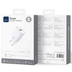 СЗУ WIWU G006 Essen QC3.0 18W GaN (1USB-A) + кабель USB to Type-C – Белый