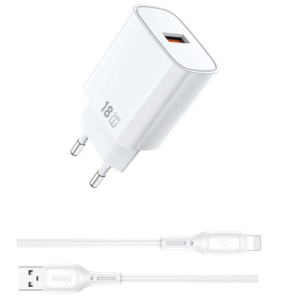 СЗУ WIWU G006 Essen QC3.0 18W GaN (1USB-A) + кабель USB to Lightning