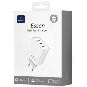 СЗУ WIWU G005 Essen PD65W+QC3.0 GaN (1USB-A/2C) – Белый