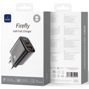 СЗУ WIWU G009 Firefly PD20W+QC3.0 GaN (1USB-A/1C) – Черный