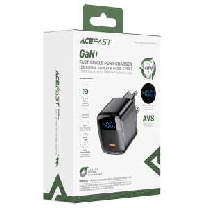 СЗУ Acefast A135 PD40W GaN (1USB-C) – Черный