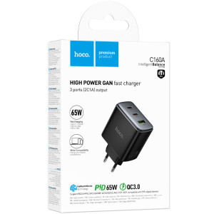 МЗП Hoco C160A Upgrade PD65W+QC3.0 (1USB-A/2C)