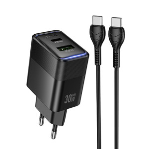 МЗП Hoco CS112A Lounge PD30W+QC3.0 (1USB-A/1C) + кабель Type-C to Type-C