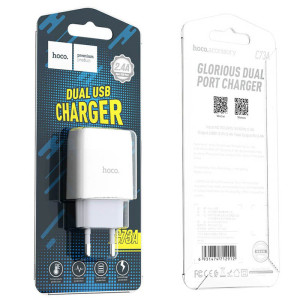 СЗУ Hoco C73A Glorious 2.4A (2USB-A) – Белый
