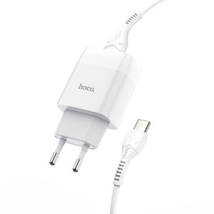 СЗУ Hoco C73A Glorious 2.4A (2USB-A) + кабель USB to Type-C – Белый