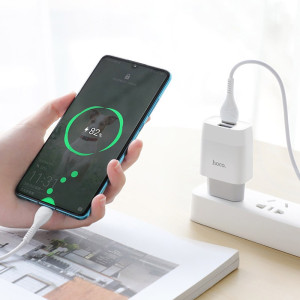 СЗУ Hoco C73A Glorious 2.4A (2USB-A) + кабель USB to Type-C – Белый