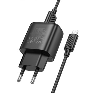 СЗУ Hoco C141A Smart 2.1A (2USB-A) + кабель USB to MicroUSB – Черный