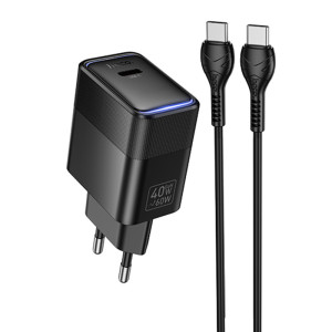 СЗУ Hoco CS113A Lounge PD40W (1USB-C) + кабель Type-C to Type-C