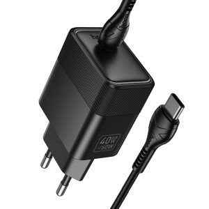 СЗУ Hoco CS113A Lounge PD40W (1USB-C) + кабель Type-C to Type-C – Черный