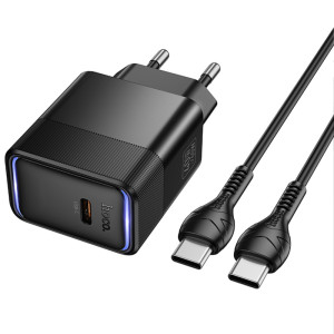 СЗУ Hoco CS113A Lounge PD40W (1USB-C) + кабель Type-C to Type-C – Черный
