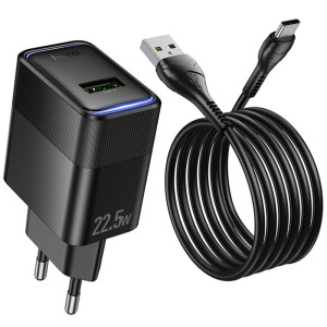 СЗУ Hoco CS111A Lounge PD22.5W (1USB-C) + кабель USB to Type-C – Черный