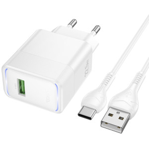 СЗУ Hoco CS111A Lounge PD22.5W (1USB-C) + кабель USB to Type-C – Белый