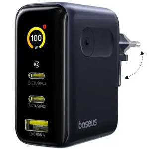 СЗУ Baseus PicoGo AE21 Fast Charger 100W (1USB-A/2C) + кабель Type-C to Type-C (E0121B) – Черный
