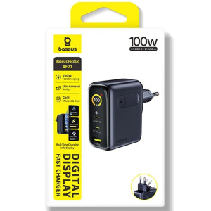 СЗУ Baseus PicoGo AE21 Fast Charger 100W (1USB-A/2C) + кабель Type-C to Type-C (E0121B) – Черный