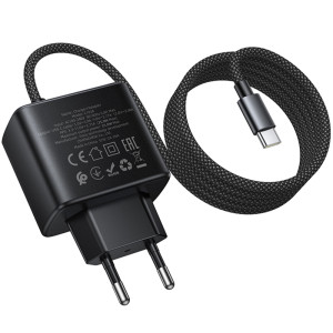 СЗУ Hoco C163A New PD25W (1USB-C) + встроенный кабель Type-C – Черный
