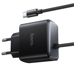 СЗУ Hoco C163A New PD25W (1USB-C) + встроенный кабель Type-C – Черный