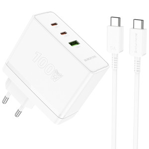 МЗП Borofone BN11 Imperial PD100W+QC3.0 (1USB-A/2C) + кабель Type-C to Type-C