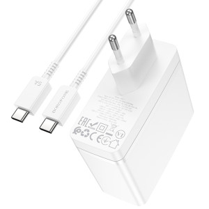 МЗП Borofone BN11 Imperial PD100W+QC3.0 (1USB-A/2C) + кабель Type-C to Type-C – Білий