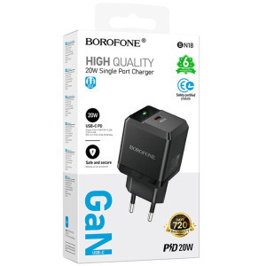 МЗП Borofone BN18 Intenso PD20W (1USB-C) – Чорний