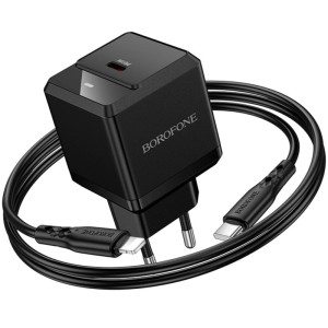 МЗП Borofone BN18 Intenso PD20W (1USB-C) + кабель Type-C to Lightning – Чорний