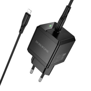 МЗП Borofone BN18 Intenso PD20W (1USB-C) + кабель Type-C to Lightning – Чорний