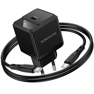 МЗП Borofone BN18 Intenso PD20W (1USB-C) + кабель Type-C to Type-C – Чорний