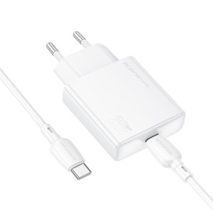 МЗП Borofone BN23 Wish PD20W (1USB-C) + кабель Type-C to Type-C – Білий