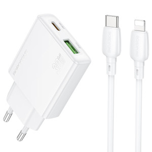 МЗП Borofone BN25 Wish PD30W+QC3.0 (1USB-A/1C) + кабель Type-C to Lightning