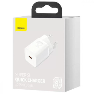 СЗУ Baseus Super Si Quick Charger PD25W (1USB-C) (CCSP) – Белый