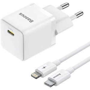 СЗУ Baseus Palm Fast Charger 20W (1USB-C) + кабель Type-C to Lightning (E01164) – Белый