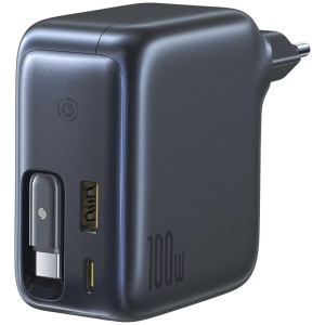 СЗУ Baseus EnerCore CJ11 PD100W+QC3.0 with retractable cable (1USB-A/2C) (E0120M) – Черный