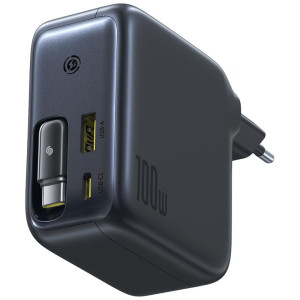 СЗУ Baseus EnerCore CJ11 PD100W+QC3.0 with retractable cable (1USB-A/2C) (E0120M) – Черный