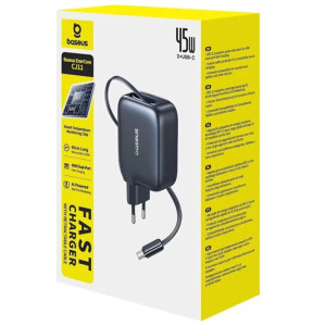 СЗУ Baseus EnerCore CJ11 PD45W with retractable cable (2USB-C) (E0120G) – Черный