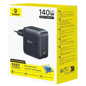СЗУ Baseus EnerFill FH11 PD140W+QC3.0 (1USB-A/3C) (E0121J) – Черный