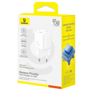 СЗУ Baseus PicoGo GaN Fast Charger 45W (1USB-C) (P10176800) – Белый