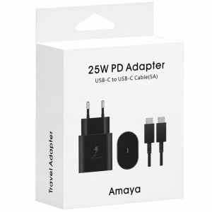 СЗУ Amaya SC25CC PD25W (1USB-C) + кабель Type-C to Type-C – Черный