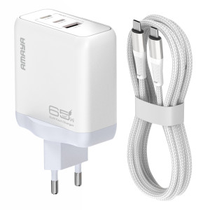 СЗУ Amaya E780T PD45W+QC3.0 GaN (1USB-A/2C) + кабель Type-C to Type-C