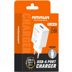 СЗУ Amaya C3 2.4A (1USB-A) + кабель USB to Type-C – Белый