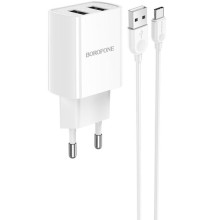 МЗП Borofone BA53A Powerway 2.1A (2USB-A) + кабель USB to Type-C – Білий