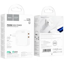 МЗП Hoco C110A PD 35W+QC3.0 (2 Type-C) + Type-C to Lightning – White