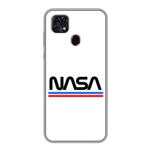 Силиконовый бампер с принтом "Наса" на ZTE Blade 20 Smart (NASA на белом фоне)