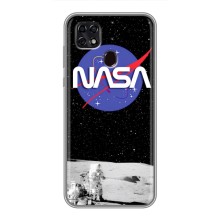 Силиконовый бампер с принтом "Наса" на ZTE Blade 20 Smart (Nasa на луне)