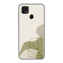 Силиконовый чехол с принтом в цветах на ZTE Blade 20 Smart – Монстера зелёная