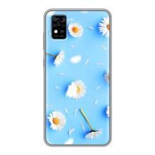 Чохол з Квітами для ZTE Blade A31 (ромашки на блакитному)